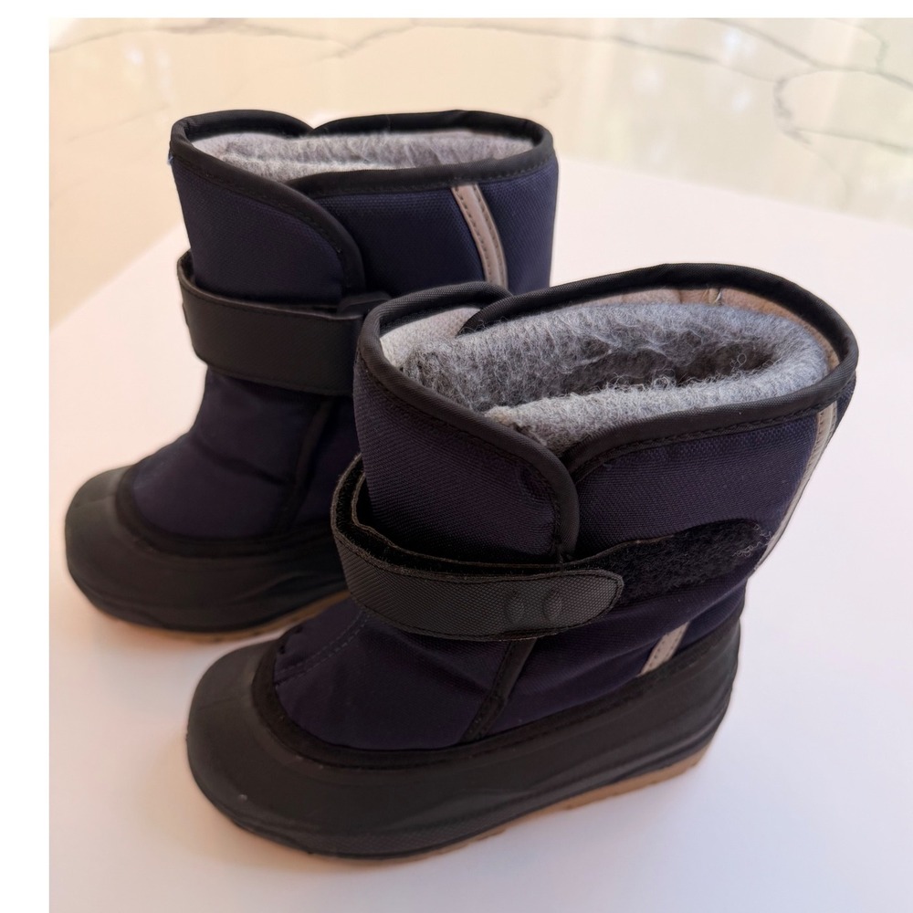 LL Bean Toddler Snow Boots Navy Blue Black Waterproof Fleece Lined NEW